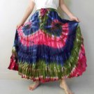 Tie Dye  Cotton Stretch Elastic Waist Long Maxi Beach Skirt S-L (EL09)