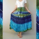 Boho Hippie Gypsy Tie Dye Cotton Multicolor Smock Waist Long Skirt (03)