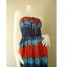 Plus size 2 in 1 Boho Hippie tie dye cotton smock dress maxi summer sundress long skirt (TD 122 )