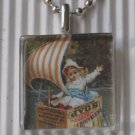 Best Soap Boat Vintage Ad Art Emphemera Glass Tile Pendant Necklace on Silver Plated Chain