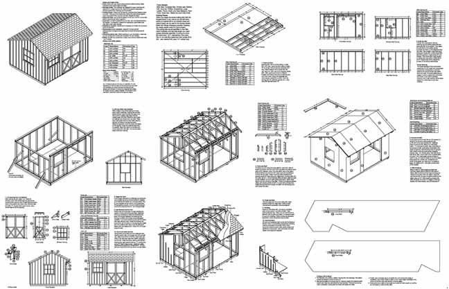 10' x 12' saltbox roof style storage shed project plans