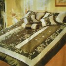 7p Green faux silk  jacquard  with emb' comforter KING