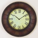 Wrought Iron and Leather Border Wall Decor Clock 32.5D