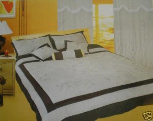 7pc Grey MicroSuede with ribbon emb' KING comforter set