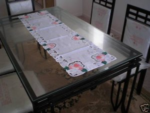 Batten lace n emb' table Runner 15x54 inch Beige Color