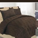 3 pcs  fully quilted  Micro Suede bedspread Queen Beige