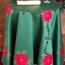 Special Christmas Green red flower table cloth 72" RD
