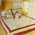 7p Burgundy MicroSuede ribbon emb' C.KING comforter set