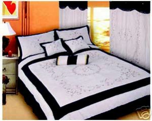 5pc Beige Micro Suede ribbon emb' TWIN comforter set