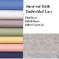 White Queen Size Embroidery Lace Sheet Set