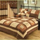7pc Brown Micro Suede patch work FULL comforter set