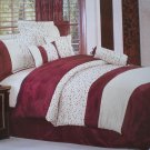 QUEEN Burgundy  and Beige with embroidery Strip Comforter set