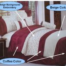 KING SIZE  Coffee and Beige with embroidery Strip Comforter set