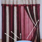 Coffee and Beige embroidery Strip Windows Curtains / Drapes