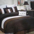High Quality Faux Silk Comforter Set bedding-in-a-bag, Black, Queen size