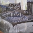 King  size Grey / Black Zebra Faux Silk Flock Printing Comforter Set Bedding-in-a-bag