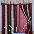 Coffee and Beige embroidery Strip Windows Curtains / Drapes