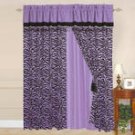 A Pair of Micro Fiber Black and Purple Zebra Printingg Valance Windows Curtains