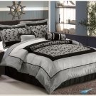 Queen Size Faux Silk Flocking Comforter Set bedding in a bag