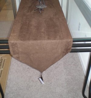 15x90" Double Layer Bonded Micro Suede Table Runner Chocolate Brown