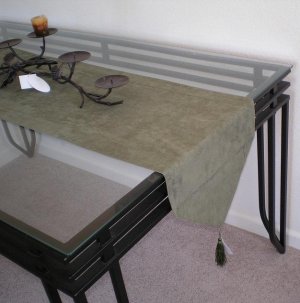 15x90" Double Layer Bonded Micro Suede Table Runner Sage Green