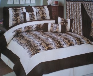 King Size Micro Suede short fur safari zebra Comforter set 18-K