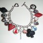 Red Queen of Wonderland, altered art charm bracelet