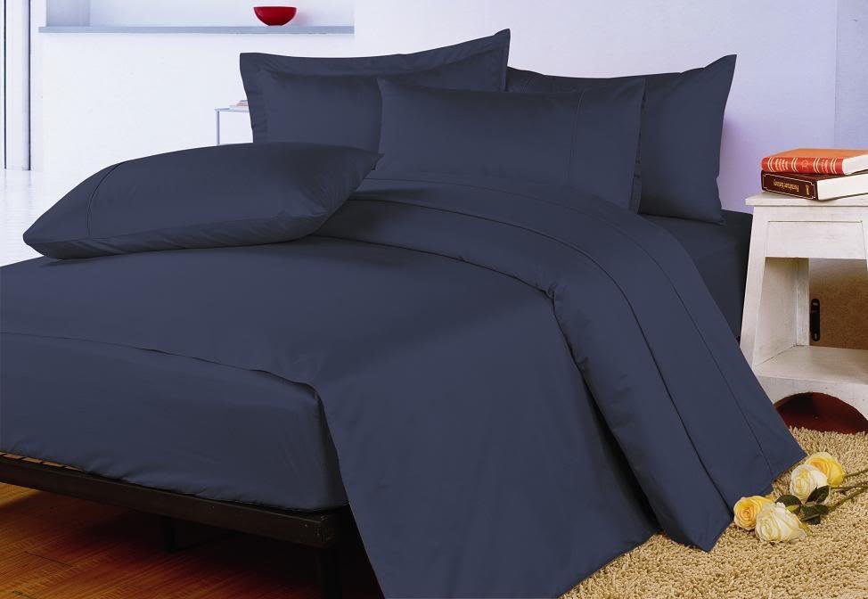 1000 TC Royal Egyptian Cotton MIDNIGHT Blue 5PC Bedding Set King Size