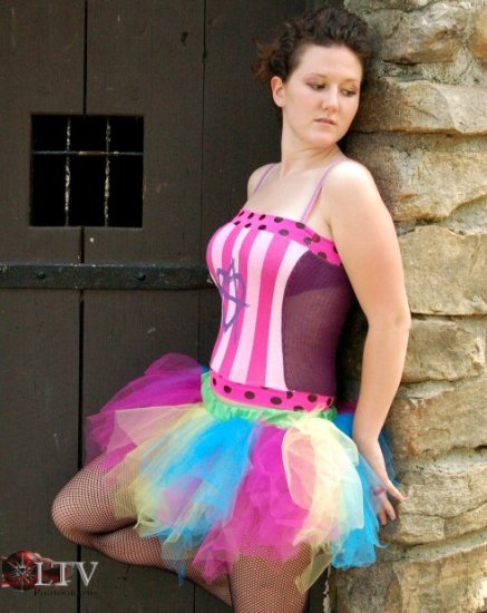 Trashy Neon Rainbow Retro 80's Cyber Adult TuTu Tulle Skirt Large