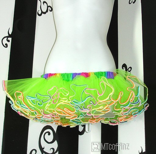 Women Fluorescent Green Pleated Tulle Skirt Neon Skirt Summer Bright Elastic Waist Knee-Length 