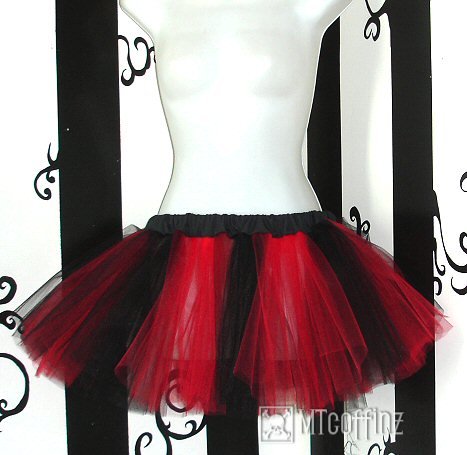 Red Black Striped Cyber Gothic Ballerina Adult Tulle TuTu medium