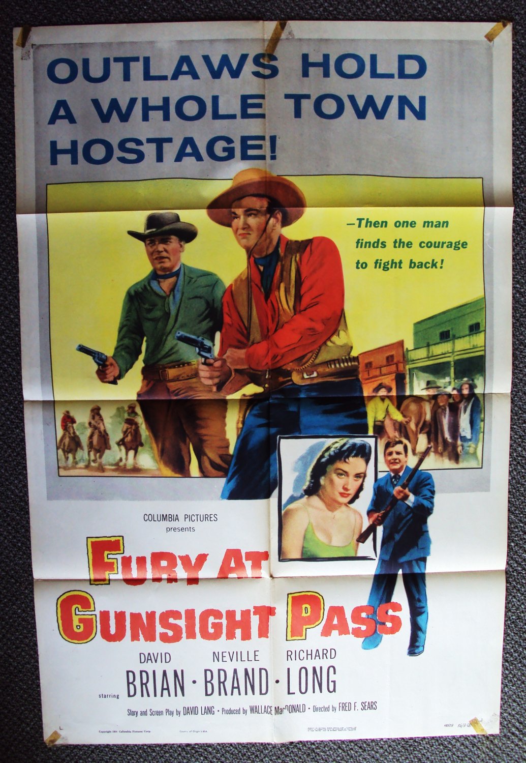 FURY AT GUNSIGHT PASS Western Poster DAVID BRIAN Cowboy