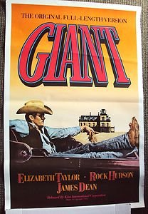 Giant Original JAMES DEAN Movie POSTER Cowboy Western Convertible Image ...