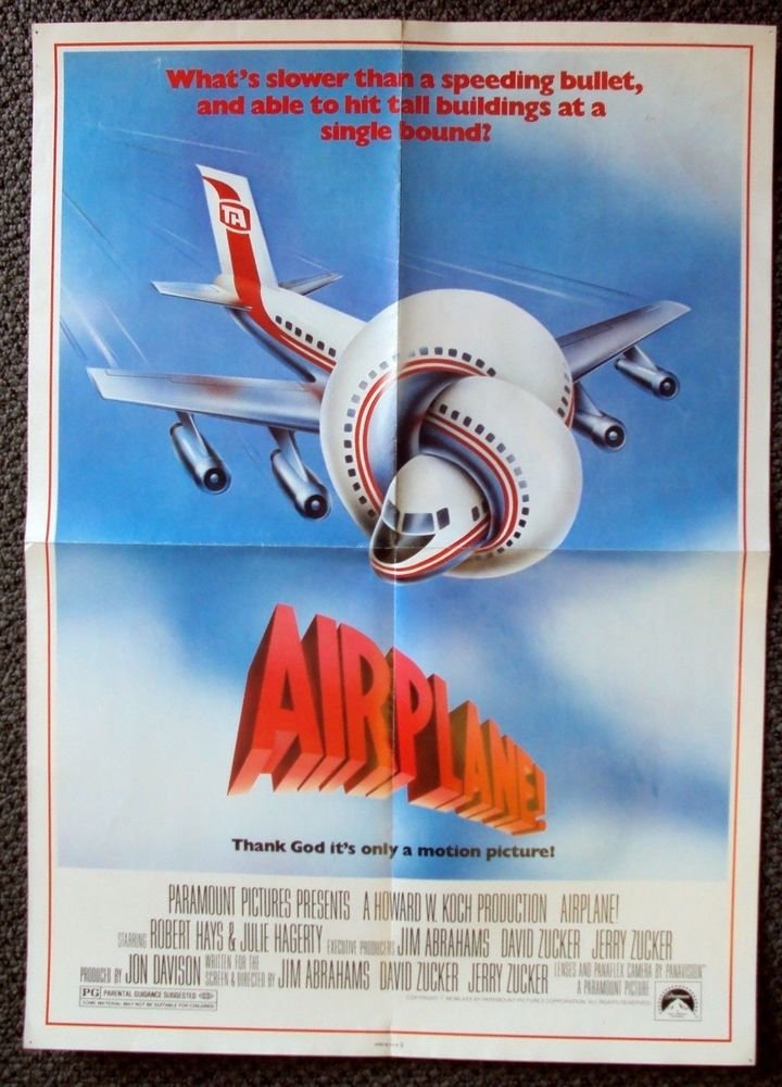 AIRPLANE! Original PROMO Folded Movie POSTER Julie Hagerty ROBERT HAYS ...