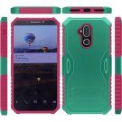 Alcatel 7 (2018) Phone Case Virtual Kickstand Fused Hybrid - Teal PC/Hot Pink