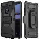 Alcatel 7 (2018) Phone Case Robust Rugged Holster Clip Case - Black