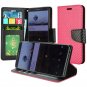 Alcatel 7 (2018) Phone Case Wallet Flip Case Textured Carbon Fiber - Hot Pink