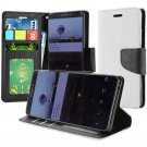 Alcatel 7 (2018) Phone Case Two Tone Flip Wallet Credit Card - White