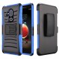 Alcatel 7 (2018) Phone Case Hybrid Side Kickstand With Holster Clip - Black+Dark Blue