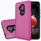 Alcatel 7 (2018) Phone Case Textured Embossed Lines Hard Plastic PC TPU Hybrid - Hot Pink
