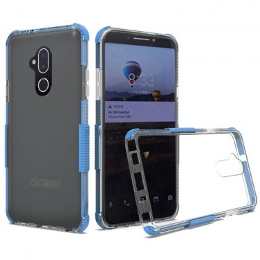 Alcatel Revvl 2 Plus (2018) Case Ultra Edge Sturdy Shockproof Bumper Transparent PC TPU - Clear/Blue