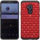 Alcatel Revvl 2 Plus (2018) Case Studded Rhinestone Crystal Bling Diamond Tough Hybrid - Red/Black
