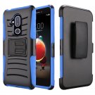 Alcatel Revvl 2 Plus (2018) Phone Case Hybrid Side Kickstand With Holster Clip - Black+Dark Blue