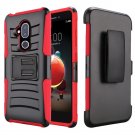 Alcatel Revvl 2 Plus (2018) Phone Case Hybrid Side Kickstand With Holster Clip - Black+Red