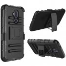 Alcatel 7 Folio Phone Case Rubberized Holster Clip Kickstand Case - Black/Black