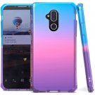 Alcatel 7 Folio Phone Case Premium Three Tone Shockproof TPU 1.8mm Thick - Blue/Pink/Purple