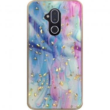 Alcatel 7 Folio Phone Case Marble Glitter Case - Colorful Galaxy