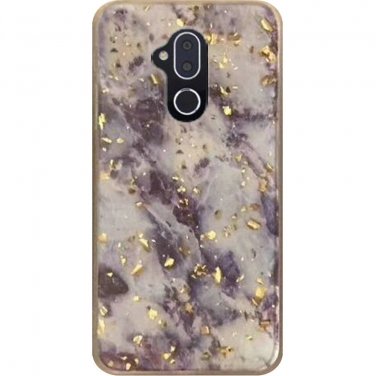 Alcatel 7 Folio Phone Case Marble Glitter Case - Purple
