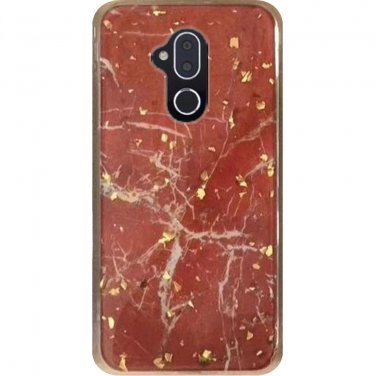 Alcatel 7 Folio Phone Case Marble Glitter Case - Red
