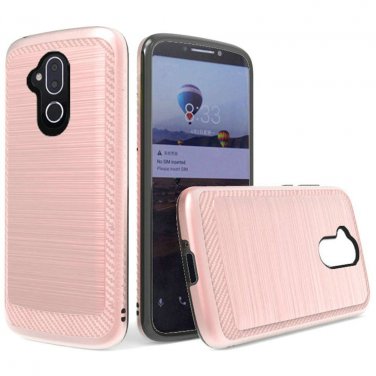 Alcatel 7 Folio Phone Case Slim Brushed Hybrid with Design Edged Lining - Rose Gold